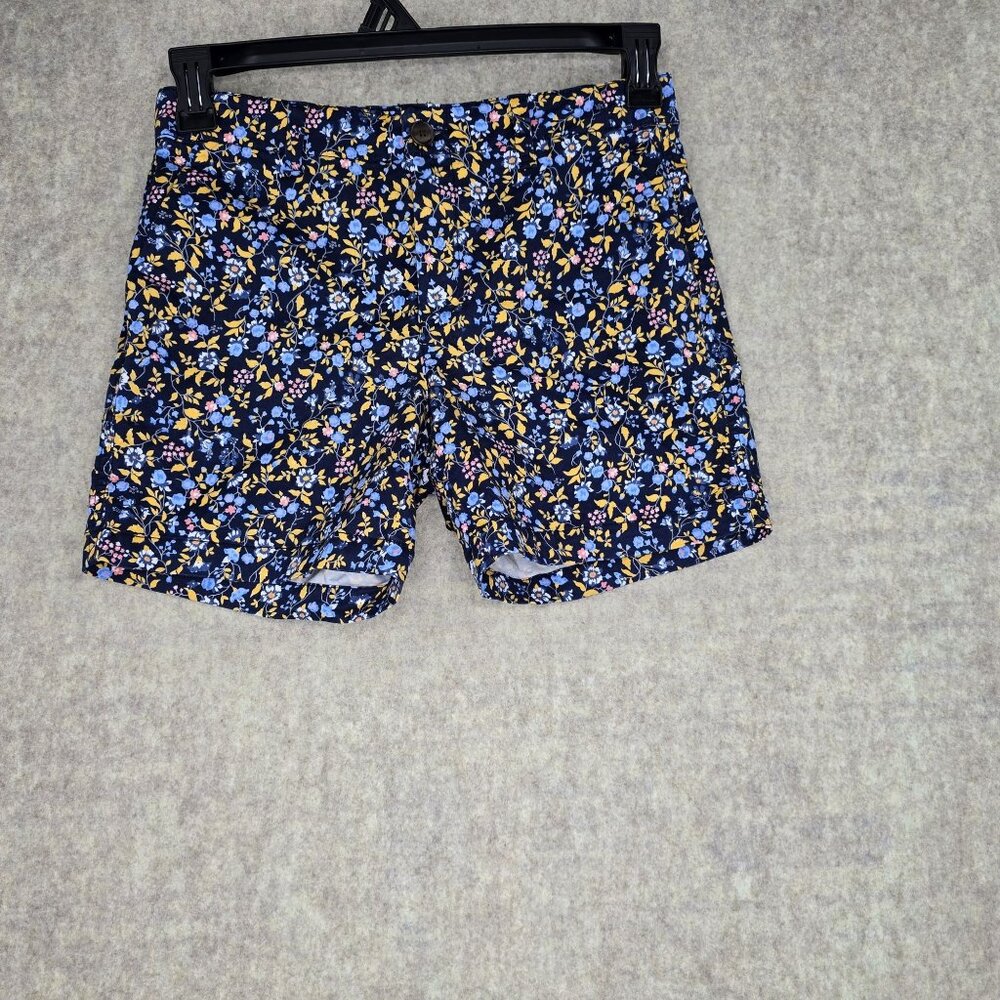Gap Womens City Short 0 Floral Print Navy Blue & Yellow Cotton Blend